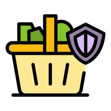 Protected shopping icon vector flat Stock Illustration