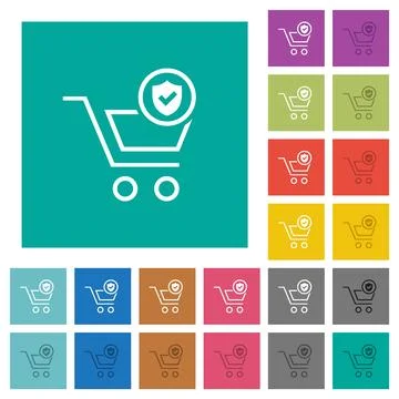 Protected shopping square flat multi colored icons Stock Illustration