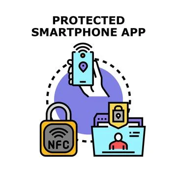 Protected smartphone app concept for secure data management イラスト素材
