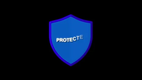 Protected text animation with blue shield. Protected text data security con.. Stock Footage 338347712