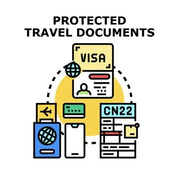 Protected travel documents concept with visa and passport Stock Illustration