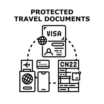 Protected travel documents concept with visa and passport Stock Illustration