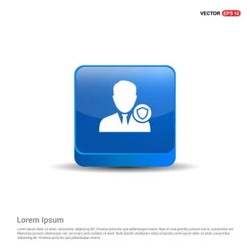 Protected user icon - 3d Blue Button Stock Illustration