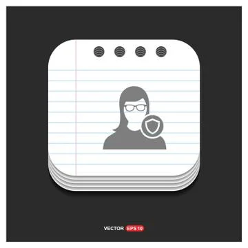 Protected user icon Gray icon on Notepad Style template Vector EPS 10 Free Ic Stock Illustration
