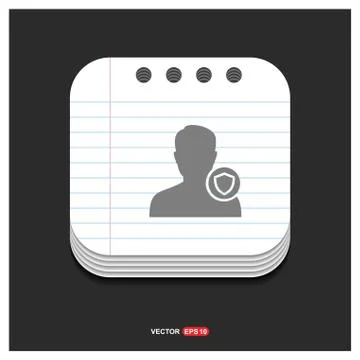 Protected user icon Gray icon on Notepad Style template Vector EPS 10 Free Ic Stock Illustration