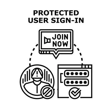 Protected user sign in security and access vector Stock Illustration