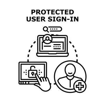 Protected user sign in security concept vector イラスト素材