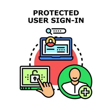 Protected user sign in security concept vector Stock Illustration