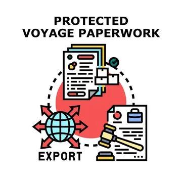 Protected voyage paperwork for global export laws Stock Illustration