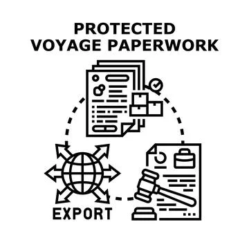 Protected voyage paperwork for global export laws Stock Illustration