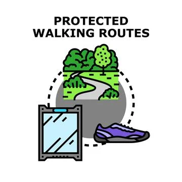 Protected walking routes concept for safe outdoor experiences Stock Illustration
