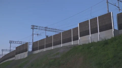Protected wall on railway Stock Footage 145428620