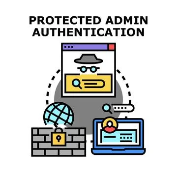 Protecting admin authentication and network access security Stock Illustration