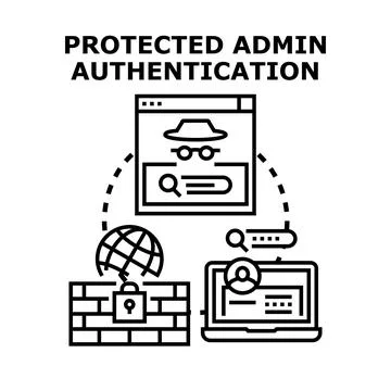 Protecting admin authentication and network access security イラスト素材