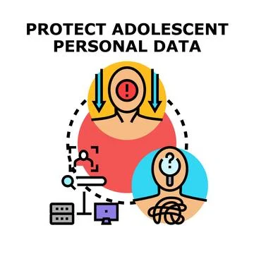 Protecting adolescent personal data in digital environment concept Illustrazione stock