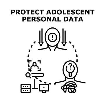 Protecting adolescent personal data in digital environment concept Illustrazione stock