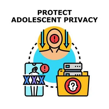 Protecting adolescent privacy in digital communication and data security Stock Illustration