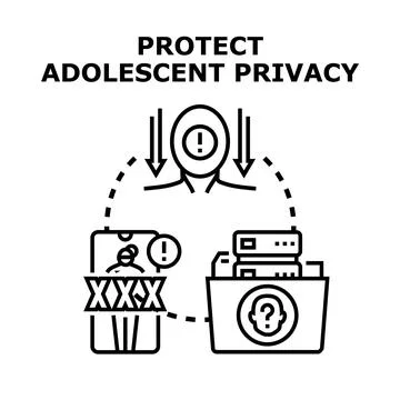 Protecting adolescent privacy in digital communication and data security Stock Illustration