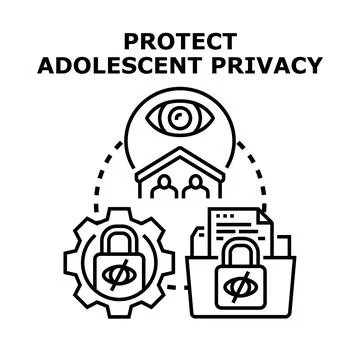 Protecting adolescent privacy with secure data and internet access Stockillustratie