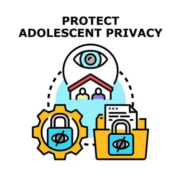 Protecting adolescent privacy with secure data and internet access Stock Illustration