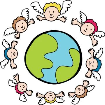 Protecting angels Stock Illustration