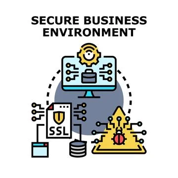 Protecting business data and information security from cyber threats Stock Illustration