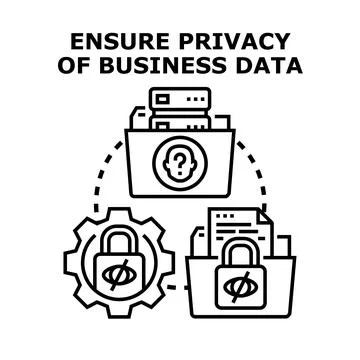 Protecting business data privacy and information security concept 库存插图