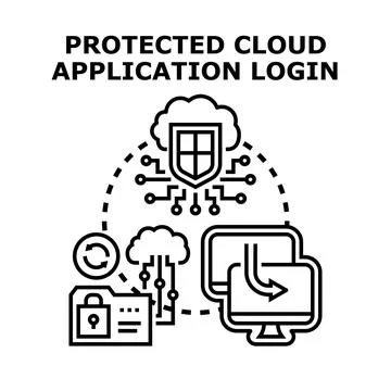 Protecting cloud application login with secure access Stock Illustration