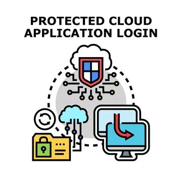 Protecting cloud application login with secure access Stock Illustration