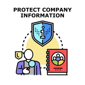 Protecting company information and data security concept Stock Illustration