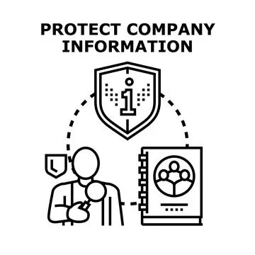 Protecting company information and data security concept Stock Illustration