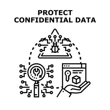 Protecting confidential data concept for cybersecurity solutions Stockillustratie