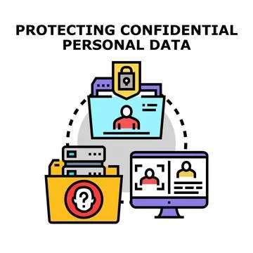 Protecting confidential personal data security and privacy concept Stock Illustration