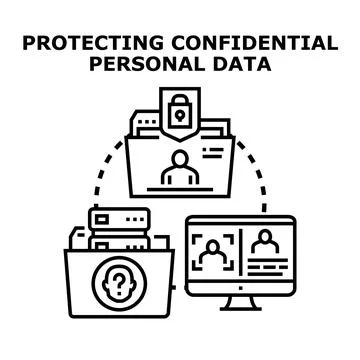 Protecting confidential personal data security and privacy concept Illustrazione stock