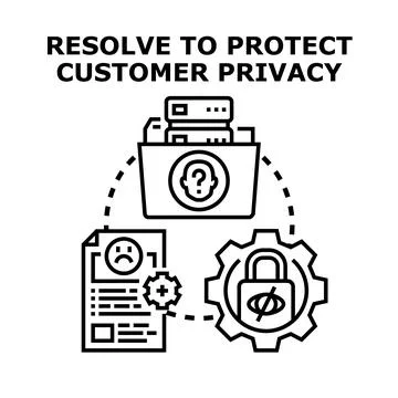 Protecting customer data privacy and information security Stock Illustration