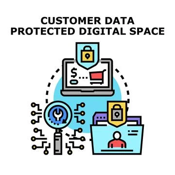 Protecting customer data in secure digital space Stock Illustration