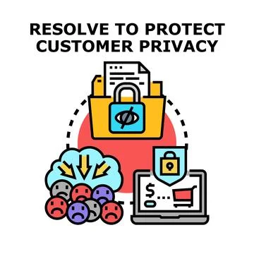Protecting customer privacy and data security concept Stock Illustration