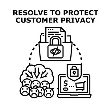 Protecting customer privacy and data security concept Illustrazione stock