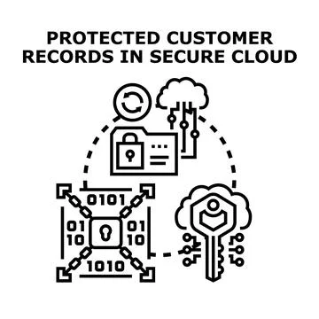 Protecting customer records in secure cloud computing environment Stock Illustration