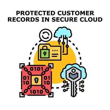 Protecting customer records in secure cloud computing environment Stock Illustration