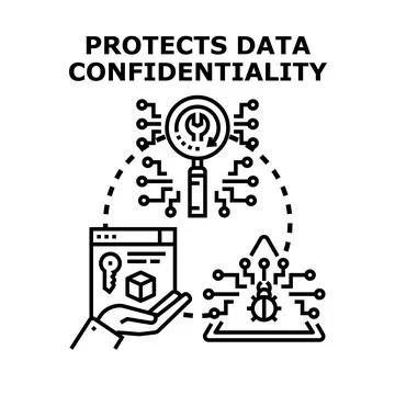 Protecting data confidentiality and cybersecurity privacy concept イラスト素材