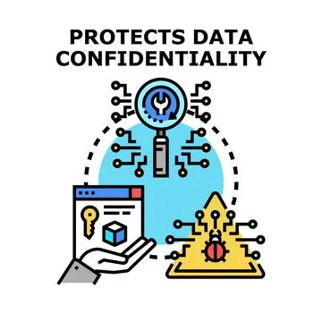 Protecting data confidentiality and cybersecurity privacy concept 스톡 일러스트