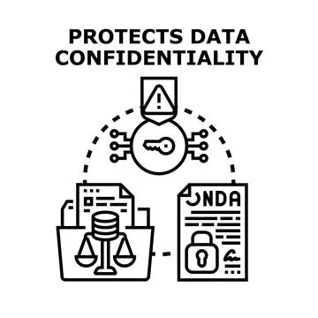 Protecting data confidentiality and information security concept Illustrazione stock