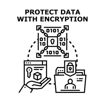 Protecting data with encryption and cybersecurity concept Stock Illustration