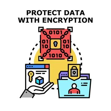 Protecting data with encryption and cybersecurity concept Stock Illustration