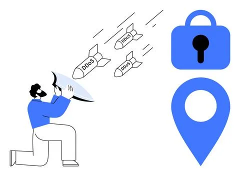 Protecting from DDoS Attacks with Cybersecurity Measures イラスト素材