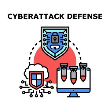Protecting digital data from cyberattack defense threats 库存插图