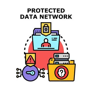 Protecting digital data network with cybersecurity protocols イラスト素材