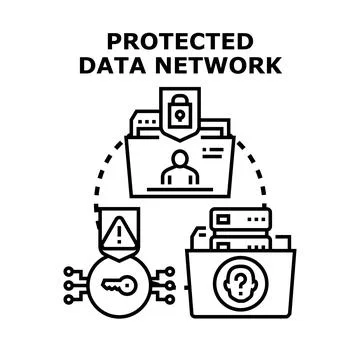 Protecting digital data network with cybersecurity protocols イラスト素材