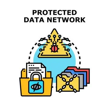 Protecting digital data network with security measures Stock Illustration